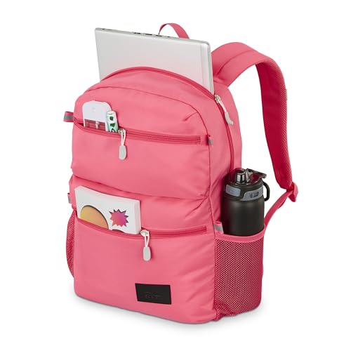 Image of High Sierra Everclass Backpack - Travel or Work Laptop Bookbag with 360 Reflectivity, Dual Water Bottle Pockets & Fits Laptops Up To 15.6 inch, One Size, THRIFT PINK