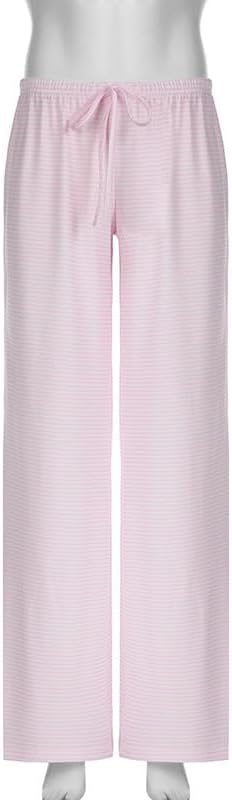 Womens Striped Pants, Low Waist Wide Leg Pajamas Lounge Pants - Image 5