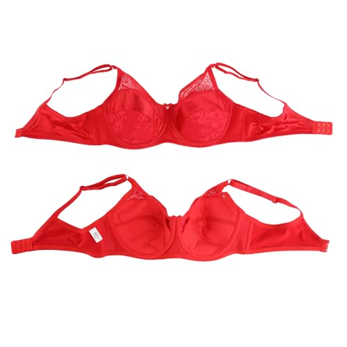 IVITA Mastektomie BH Silikon Brüste Formen Tasche Spitze BH für Mastektomie Prothese (Red, 40)