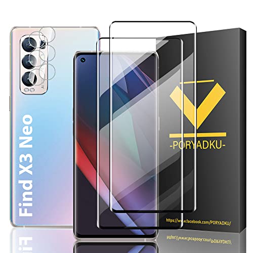 2+2 Pezzi Pellicola Vetro Temperato Per OPPO Find X3 Neo 5G, 2 Pack Pellicole Protettiva e 2 Pezzo Protector Fotocamera, Durezza 9H, Anti-Impronte, Senza Bolle, Ultra HD