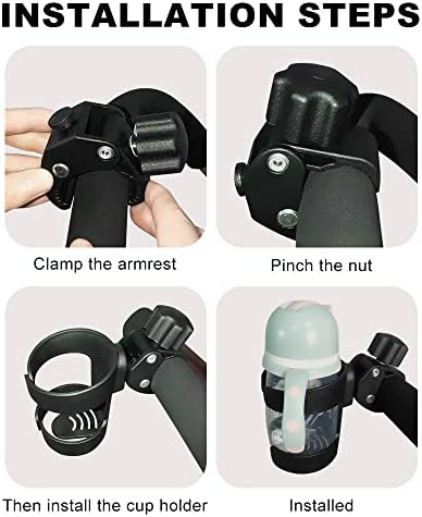 Gsrhzd Pram Cup Holder, Buggy Cup Holder, Stroller Cup Holder, Pushchair Parts Accessories, Adjustable Bottle Organizer, for Pushchair, Bikes, Trolleys, Walkers and Wheelchairs
