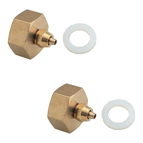Ruiwaer 2PCS Faucet Adapter Garden Home Adapter 3/4'' to 1/4'' Hot Adapter, Convert 3/4'' Female Hot Thread Bib to 1/4'' Tubing for Garden Home, Gold, with Washer Cover