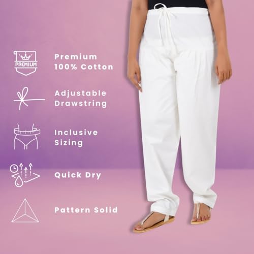 Image of Happy Bunny Salwar Pant - Modern Style Pure Cotton for Women - Ethnic Semi Patiala Trouser - Office,Home - All Day Comfort Wear with Drawstring