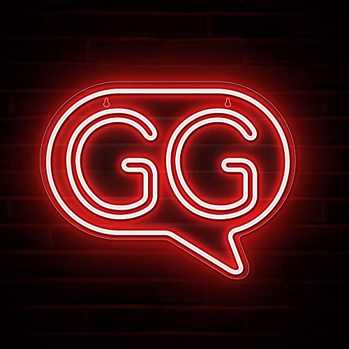 Lumoonosity GG Neon Sign - Gamer Neon Lights for Gamers/Streamers - Gaming Neon Sign for Game Room, Bedroom, Game Zone, Man Cave Decor - Gift for PC/Video Gamers - 16.5 x 12.8-inch Gaming Light