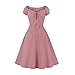 IWEMEK Damen Vintage Retro Polka Dots Rockabilly Swing Kleid 1950er Jahre Pinup Audrey Hepburn Stil 50er 60er Schatzausschnitt A-Linie Sommer Freizeit Party Abendkleid Cocktailkleid Rosa S