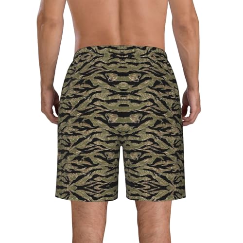 Luckily&Day Tiger Stripe Camo Print Men Beach Shorts | Funny Swim Trunks | Novelty Board Shorts | Casual Sports Trunks3