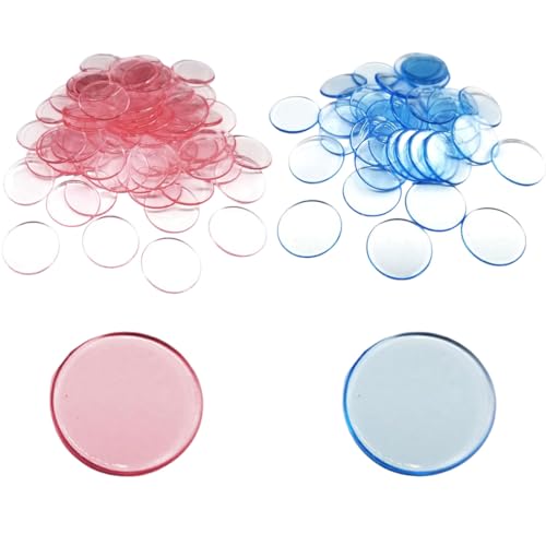 VONJUMA 200 Pcs Jetons De Jeu En Re-Plastic Jetons De Comptage Marker Tokens Marqueurs En Plastique Transparents Bingo Counting Chip Ø 19Mm Rosa Bleu