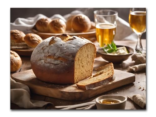 Artisan Bakery: Original Art Print - Rustic Fresh Bread - Wall Decor Poster Kitchen Art for Food Lovers