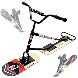 ZEEKYFOR Schneemobil- und Ski-Set für alle Altersgruppen – 360°-Lenk-Schlitten für unpräpariertes Gelände, Snowparks und Pisten, max. Tragkraft 150 kg Wood