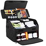 PGmoon Upgraded Golf Trunk Organizer, Golf Car Organizer with Separate Ventilated Compartment for 2 Pair Shoes, Golf Storage with Multi-Compartment for Golf Accessories, Gifts for Golfers