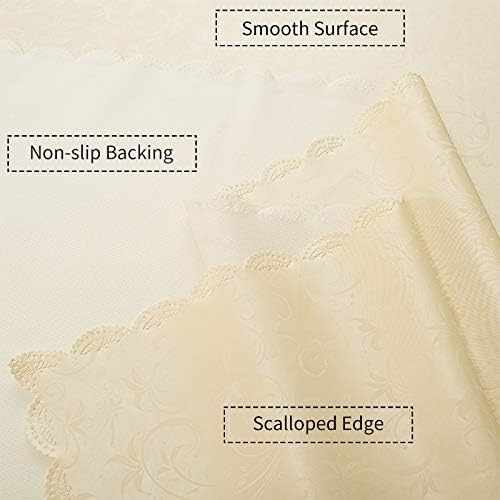 sancua Waterproof Vinyl PU Tablecloth, 60 x 84 Inch, Durable Washable Spill & Stain Proof Rectangle Table Cloth, Floral Wipeable Table Cover for Dining & Kitchen Tables, Indoor & Outdoor, Vine Beige