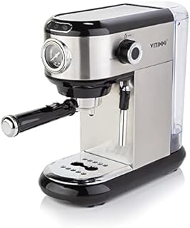Vitinni Espresso Coffee Machine | 15 Bar Barista Pump | Milk Frother Steam Arm | 1450W Traditional Style | Cup Warmer Shelf | Cappuccino | Latte | 1L Water Tank, Auto Shut Off