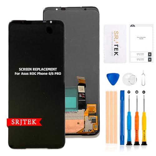 SRJTEK For ASUS ROG Phone 6 Original�t���p�l�� 6.78�C���` �t����� �����f�B�X�v���CAI2201_C,AI2201_F �^�b�`�X�N���[�� �K���X �f�W�^�C�U�[ �C���H��L�b�g�t��