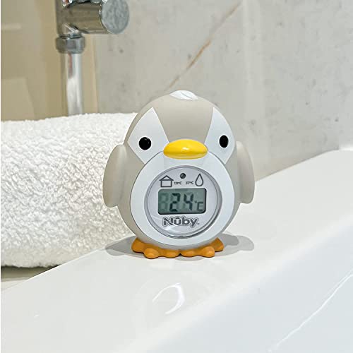 Miniatura 3 de Nuby Termómetro De Baño Para Bebé Con Forma De Pingüino Pantalla De Fácil Lectura Sin Bpa Gris Apto Desde 0 Meses