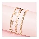 LYGBAOFUL Pulseras De Tobillo Tobillera con Colgante De Metal para Mujer Cadena De Eslabones De Corazón De Melocotón Tobilleras De Playa Pulsera Joyería para Niña (3 Piezas/Juego) Tobilleras para