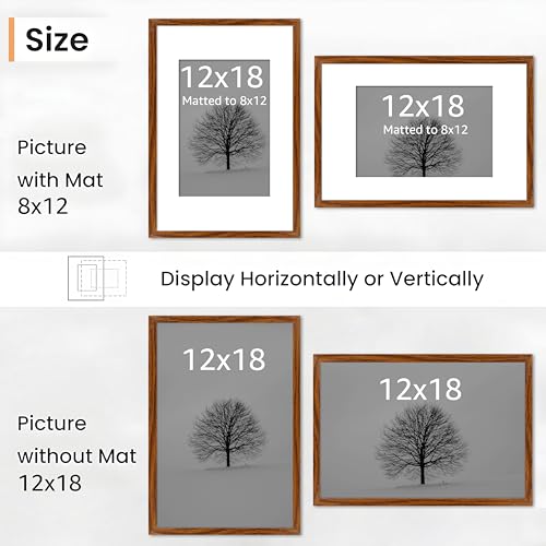 Image of Art Street Synthetic Document Large Size Wall Photo Frame, Set of 2 Big Frames For Wall Artwork, Certificates, Picture & Photographs Home Decor (12x18 Inch, Matted To: 8x12 Inch, Brown)