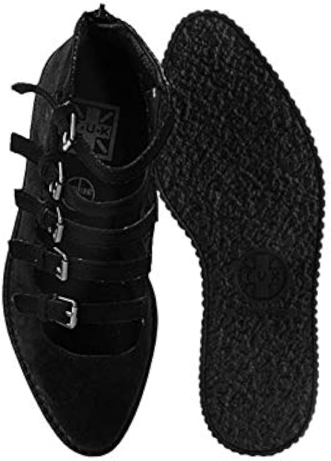Amazon.com | T.U.K. Shoes Black Faux Suede Multi-Strap Pointed