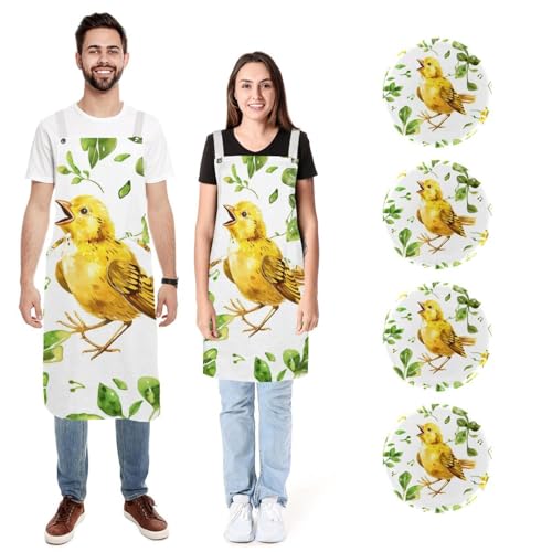 Tablier de cuisine en lin pour homme et femme protégeant des taches avec 2 poches