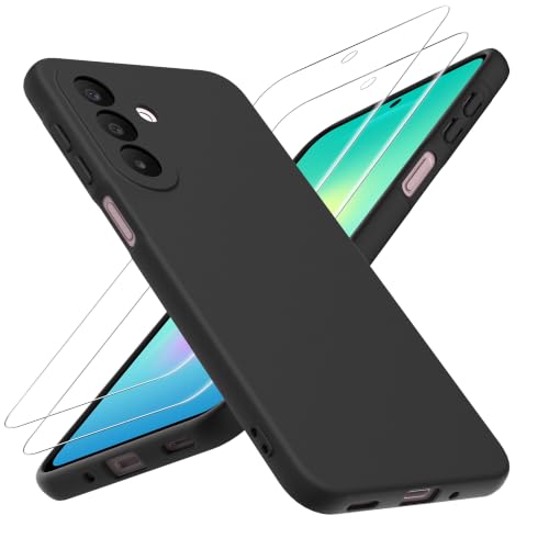 WFTE Cover per Samsung Galaxy A27 5G con 2 Pezzi Vetro Temperato Silicone Liquido Custodia Protettiva, Antiscivolo Cellulare Ultra Sottile Antiurto Morbido Case per Samsung A27 - Nero