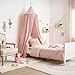 LOAOL Bed Canopy with Pom Pom for Kids Crib Baby Girl Netting Cover Canopy Crib Curtain Reading Nook Hanging Tent Nursery Play Game Castle Room Decoration (Pink)