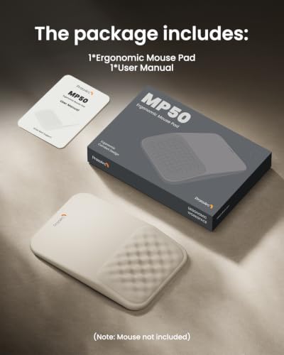 Image of ProtoArc MP50 Ergonomic Mouse Pad with Wrist Rest, MP50 Mousepad with Massage Design, Soft Memory Foam and Non-Slip PU Base for Pain Relief, Desk, Home, Office, 12x8 Inches, Beige (Mouse Not Included)