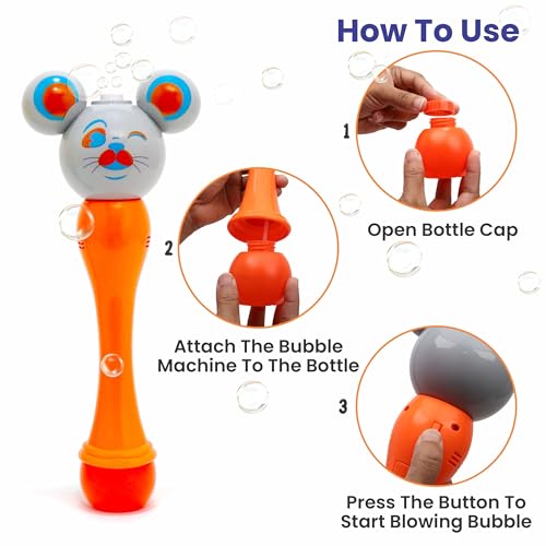 Image of Aditi Toys Cat Face Bubble Machine Toy for Kids, Automatic Bubble Blower with Light, Bubble Blast Includes 100ml Bubble Solution, Outdoor & Indoor Play for Boys Girls, Above 3+ Age (Orange)