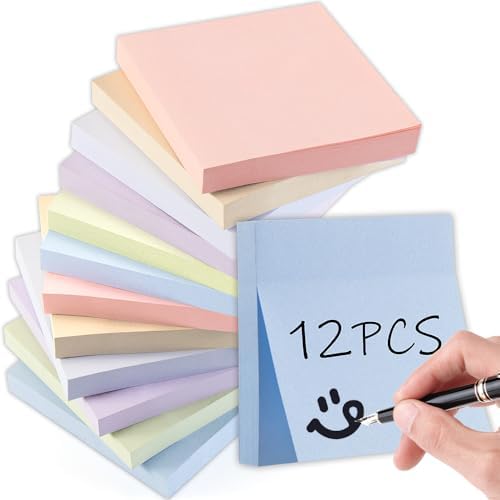 Sticky Notes 12 Pack Pastel Coloured Memo Pad - Set, Vofcify Lovely and ...