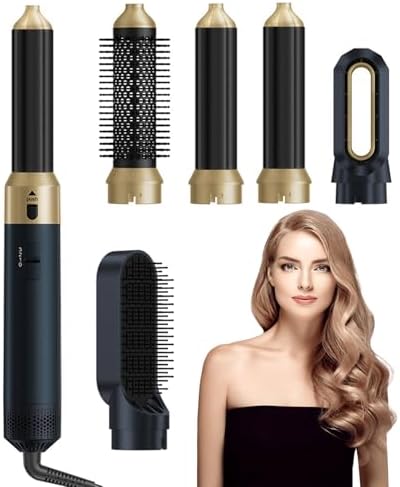 Spazzola ad Aria Calda per Capelli 5 in 1, 1000 W Airstyler Asciugacapelli Multifunzione per Styling, 3 Temperature Regolabili, Spazzola ad Aria per Asciugare, Volumizzare, Lisciare,Blu03