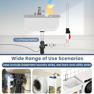Automatic Utility Sink Pump Installed Directly Under Sink Gravity-free Drainage Heavy-Duty Thermoplastic 115V Includes Drain Screen Check Valve & Ball Valve