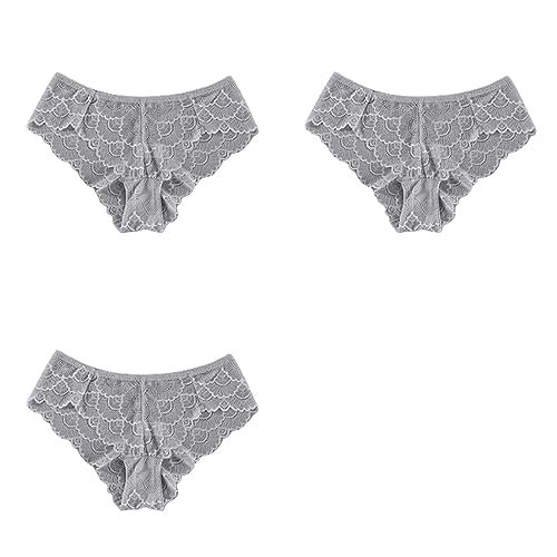Culotte en dentelle pour femmes lot de 3 sous-vêtements confortables gris taille L