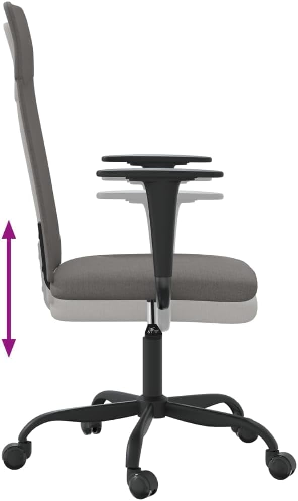 vidaXL Office Chair Height Adjustable, Computer Desk Chair with Armrest, Rolling Chair for Office, Swivel Chair, Modern Style, Dark Gray Fabric