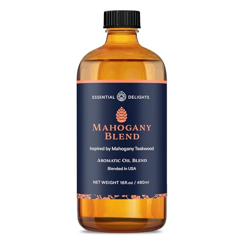 Mahogany Blend Fragrance Oil by Essential Delights for Diffusers Warm Mahogany & Teakwood Scent Woodsy Masculine Home Fragrance Long Lasting Luxury Aroma (16 Fl.Oz.)