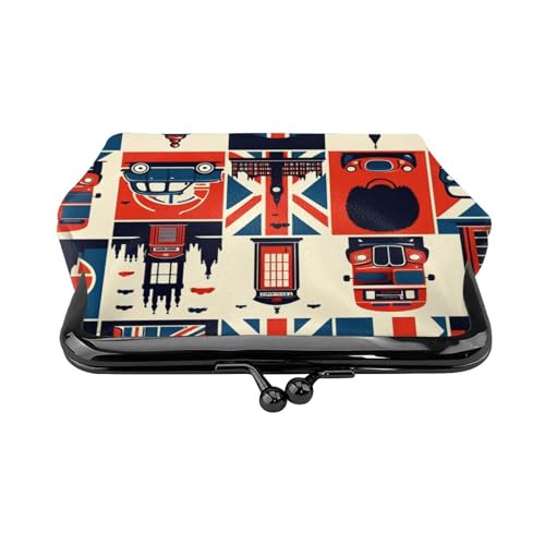 Pu Leather Buckle Coin Purse London-British-Symbols Girls Kiss-Lock Change Purse Wallets2