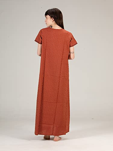 Evolove-Womens-100-Cotton-Printed-Maxi-Nighty-Sleepwear-Super-Comfortable-Soft-Cotton