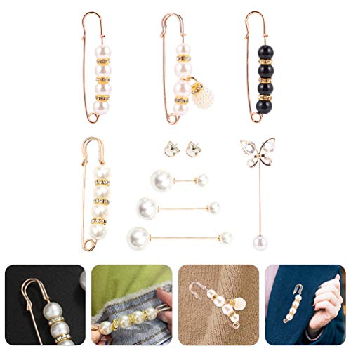 Amosfun Broche de 10 pçs para mulheres fashion pérolas broches femininos e de alfinete de segurança