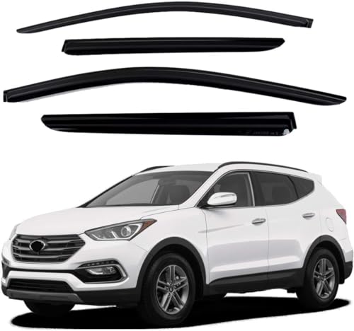 Safe Smoke Window Visor Sun Rain Vent Guard 4 Pcs Set Out Channel Visor Compatible with Hyundai Santa Fe (Santa Fe 2013~2018 Smoke)