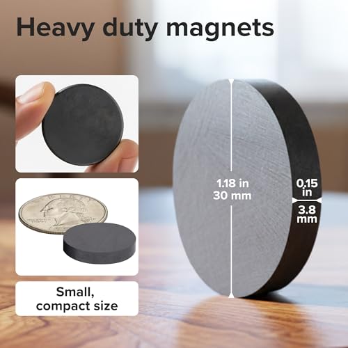 Image of Ultra-Strong Ceramic Round Magnets (1.2x0.15 inch /30x4mm, 100 pcs) - Heavy Duty Magnets, Non-Corrosive, High Thermal Resistance, Versatile For Home, Office, Workshop, Whiteboard, Fridge And Hobby Use