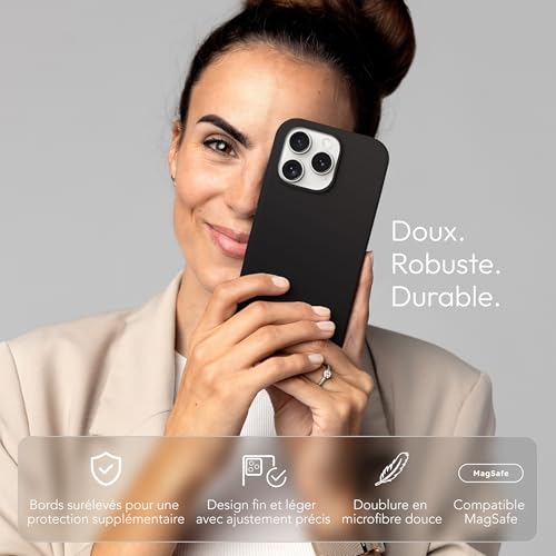 Coque silicone doux iPhone 16 Pro Max Vonmählen noire anti-glisse