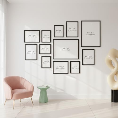 Image of HOTHOUSE Photo Frame For Wall | Aesthetic Collage Picture Frames For Wall Decor | Rectangular Photo Frames For Home Decor Office Livingroom Bedroom | Set of 12 (BLACK, Combo-5)