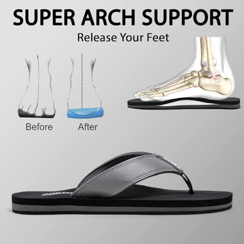 Image of Men's Comfortable Thong Slippers with Cushioned Sole | Lightweight Everyday Wear Slippers with Soft Footbed and Anti Slip Outsole for Indoor & Outdoor Use