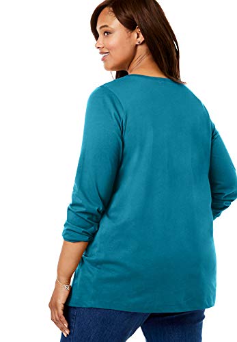 Woman Within Women's Plus Size Perfect Long-Sleeve V-Neck Tee Shirt - 3X, White #TOP4