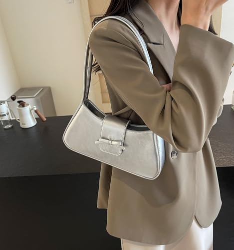Image of Shoulder Bag for Women, Hobo Handbags Trendy Y2K Purses Patent Leather Clutch Bag Cute Bow Purse