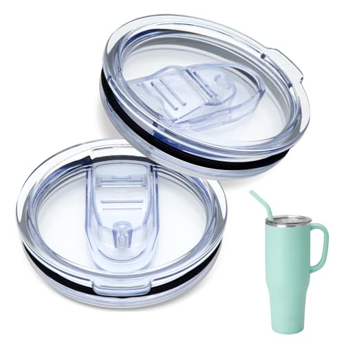 2Pcs Replacement Lids Compatible with Swig Life 40 oz Tumbler with Handle, Accessory for Swig 40oz Mega Mug, Clear Slide Spill Proof Cup Cover, BPA Free