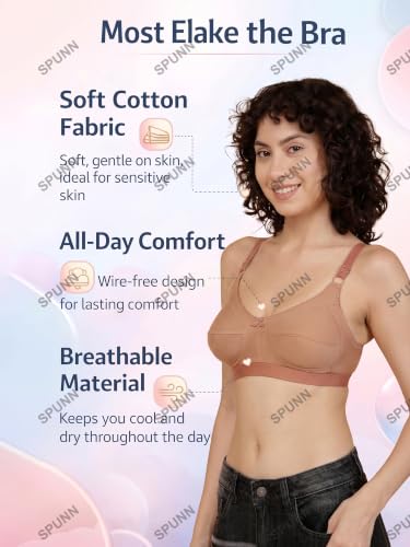 Image of SPUNN Women's Cotton Mix Non-Padded Wire Free C-Cup Full-Coverage T-Shirt Bra Combo.