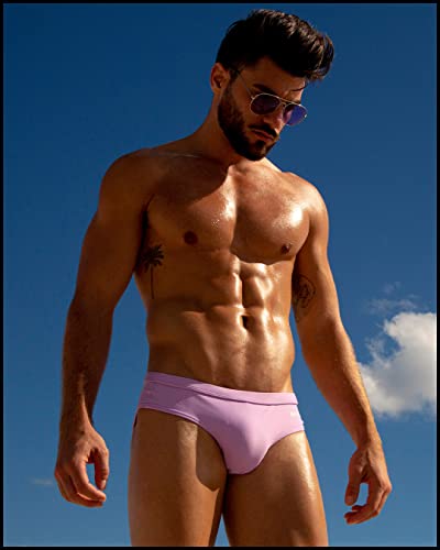 Bang Men's Swimwear - Swim Brief - Premium Swimsuit W/Removable Pouch (Neo Violet - M) #TOP1