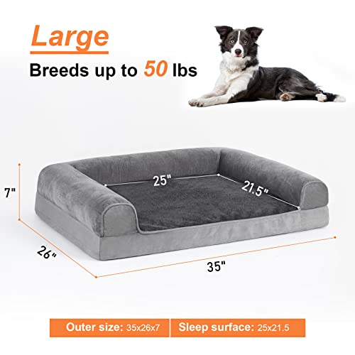 Kigmmro Dog Bed For Large Dogs, Orthopedic Dog Bed With Nonskid Bottom，Bolster Couch Pet Beds With Washable & Removable Cover, Comfortable And Soft Dog Sofa Bed For Medium Large Dogs #TOP1