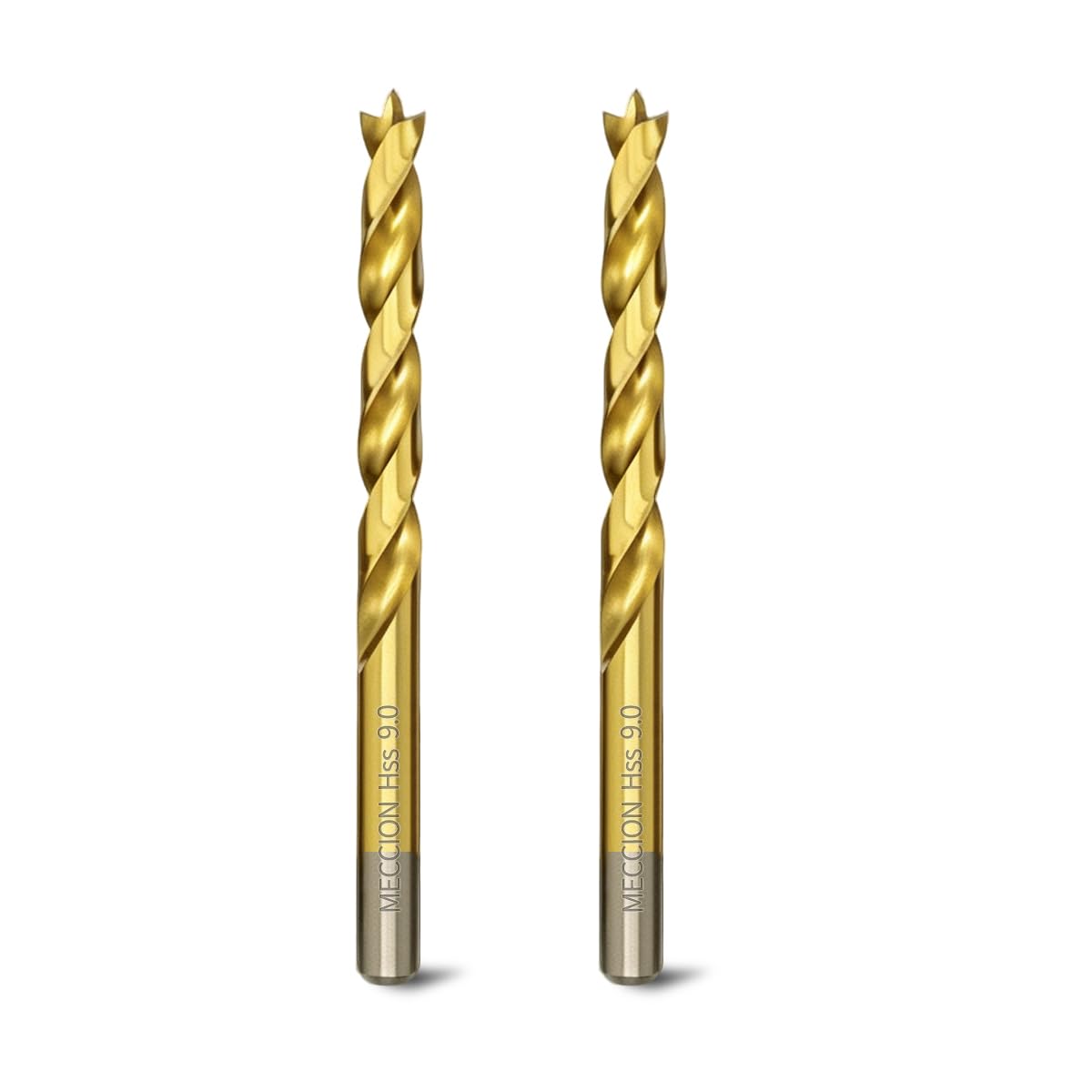 Meccion Wood Drill Bit 9mm x 2pcs HSS Brad Point Drill Bits for Wood