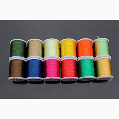 Tigofly 12 x 40 m 150D Seidige Fliegenschnur, 12 Stück (12 dunkle Farben)