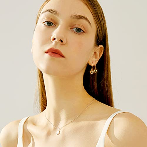 Lancharmed Gold Drop Dangle Ball Earrings For Women Girls 8Mm Ball Earrings Fashion 14K Gold Plated Hypoallergenic Jewelry thumb #1