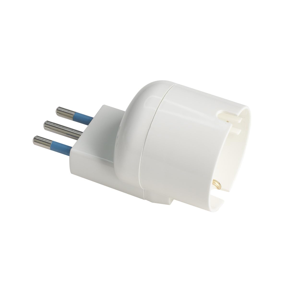 Adattatore con Spina Angolare 10A 2P+T con Presa Piccola 10A/ Schuko 16A, Riduttore a Spina Laterale Salvaspazio 5.7cm (25)